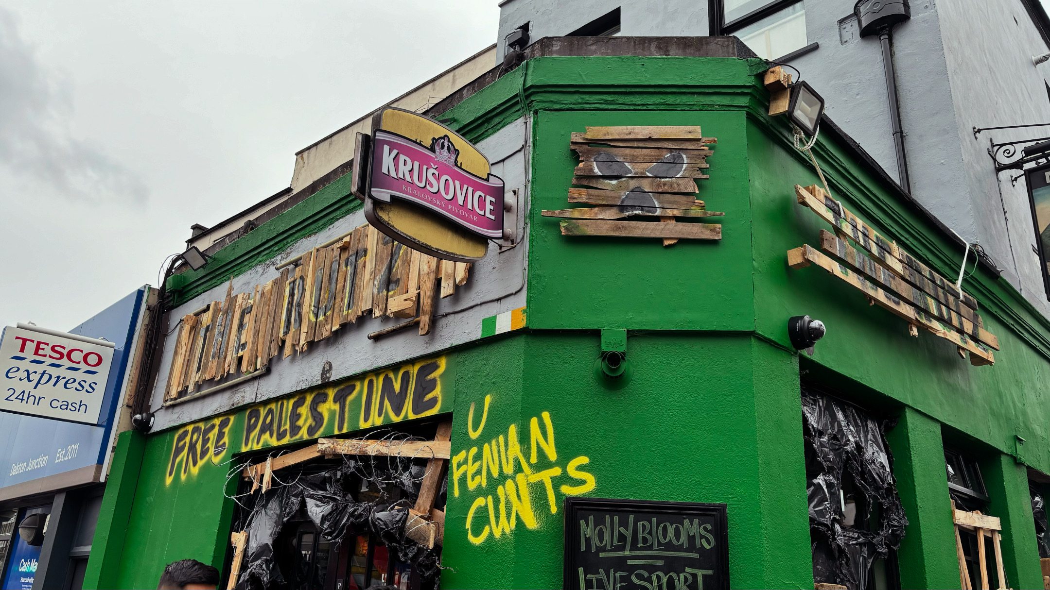 The pub, decorated like the fictional pub The Rutz, from their album